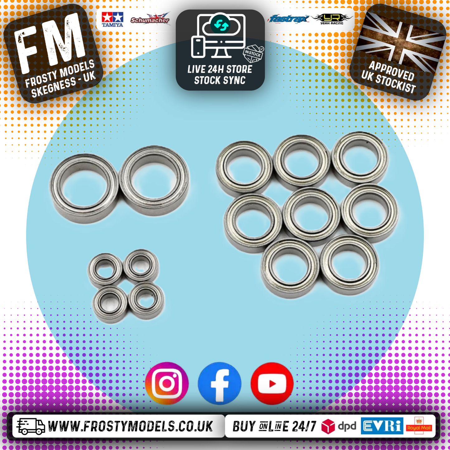 Yeah Racing - Steel Bearing Set (14pcs) For Tamiya Dancing Rider T3-01 - YBS-0063