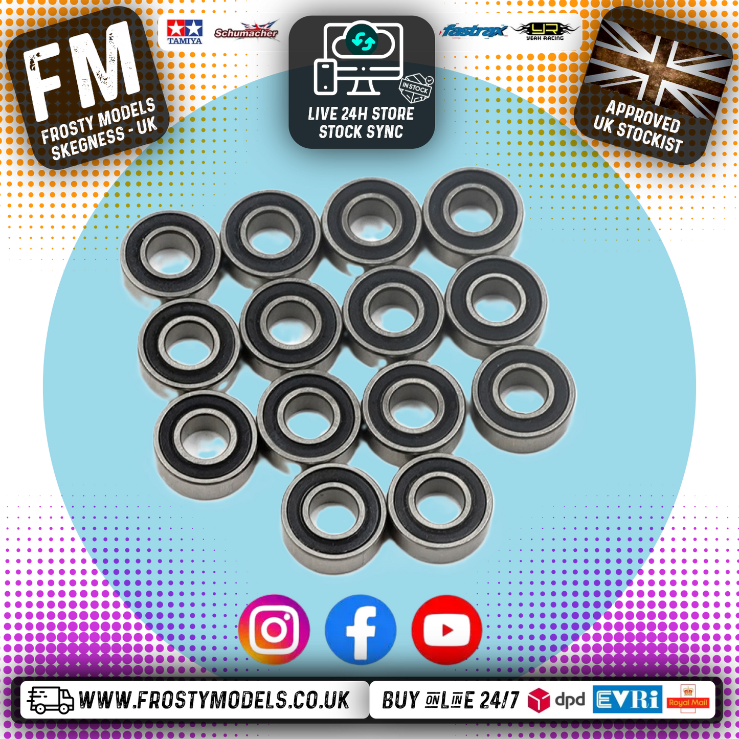 Yeah Racing - Steel Bearings (14pcs) Tamiya DT02 ASTUTE / RACING FIGHTER DT03 - YBS-0047