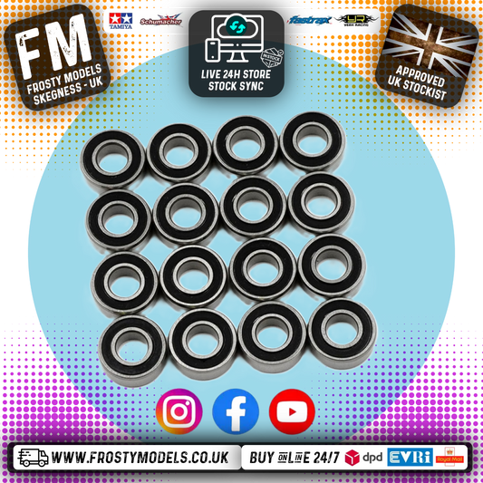 YEAH RACING - Steel Bearings (16pcs) Tamiya Wild Willy 2 (WR02) Honda City Turbo - YBS-0058