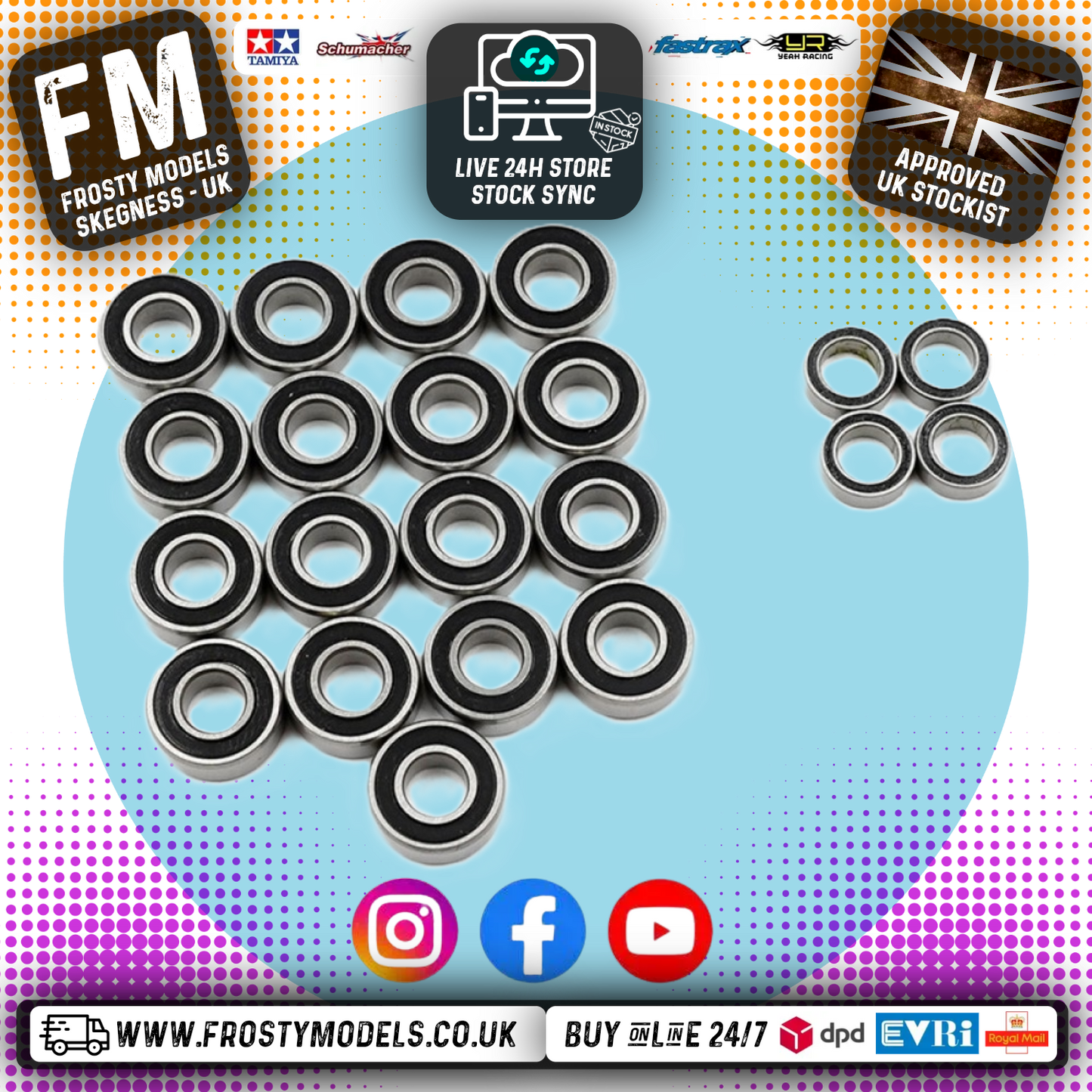 YEAH RACING - Steel Bearings (21pcs) Tamiya Fire Dragon & Thunder Dragon - YBS-0066
