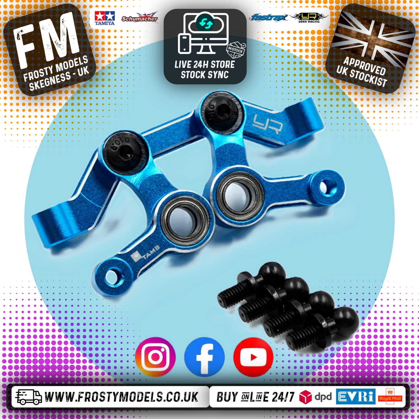 YEAH RACING - Aluminum Ball Bearing Steering Set For Tamiya MB01 & BT01 - TAMB-001BU
