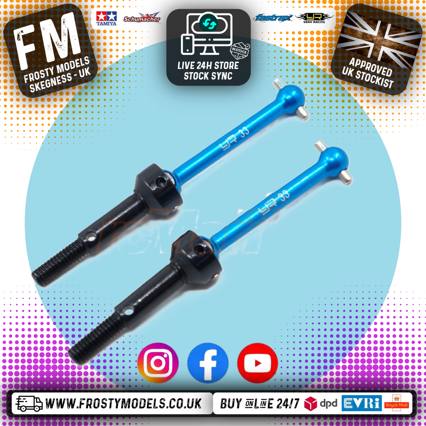 YEAH RACING - Aluminum Universal Swing Shaft 33mm For TAMC-S07 - (MF01X) TAMC-021BU