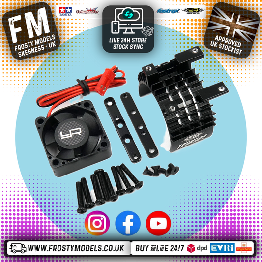 Yeah Racing - Aluminium 540 550 Motor Heat Sink w/Twin Tornado High Speed Fan BLACK - YA-0653BK
