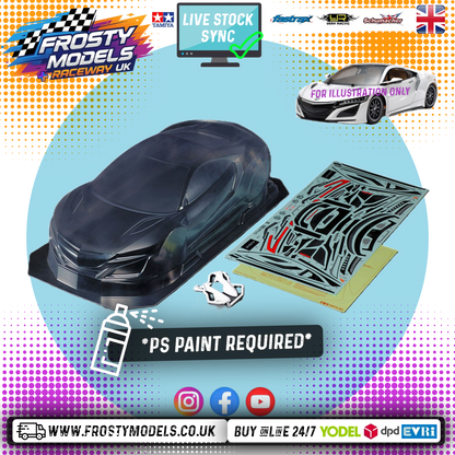 TAMIYA 51586 - 1/10 RC Honda Acura NSX Body Shell 190mm wide / 257mm Standard Wheelbase - With Stickers, Masking & Mirrors