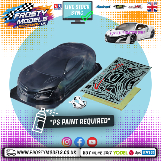 TAMIYA 51586 - 1/10 RC Honda Acura NSX Body Shell 190mm wide / 257mm Standard Wheelbase - With Stickers, Masking & Mirrors