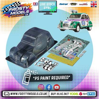 Tamiya 51617 - RC BODY CITROEN 2CV RALLY (1/10 M-Chassis size 239mm Wheel Base) - Body parts, Stickers & Masking Included