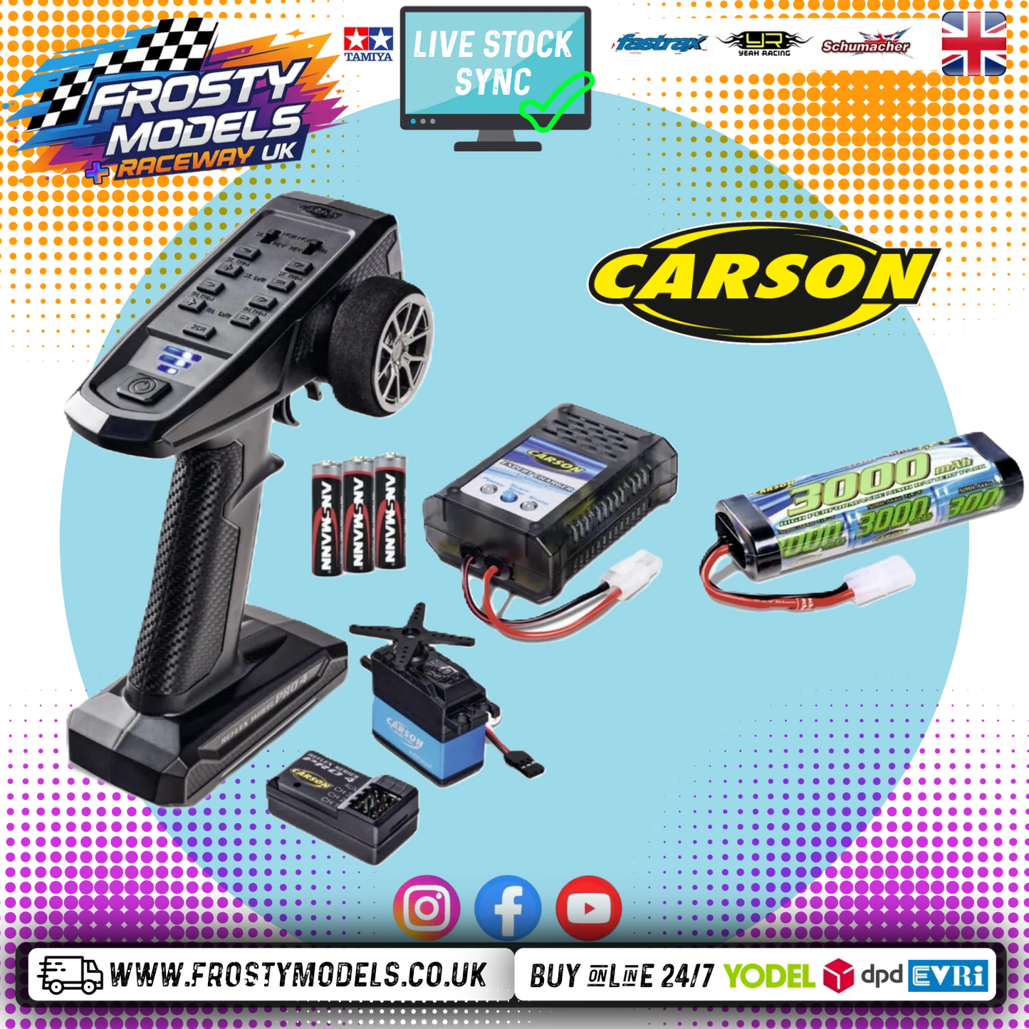 Carson - Reflex Wheel Pro 4 RTR Electric Set Combo (Fast Charger, 3000mah Nimh Battery, Servo, Handset, Receiver & AA Batteries) C500112