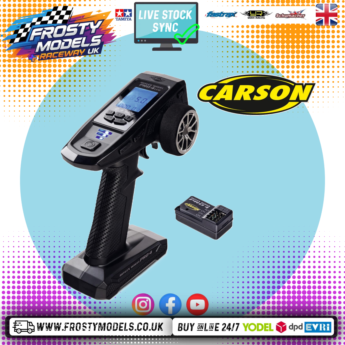 Carson - FS 4K Reflex Wheel Pro 4ch - 2.4GHz LCD Radio & Receiver - Digital Proportional Dual Rates - C500119