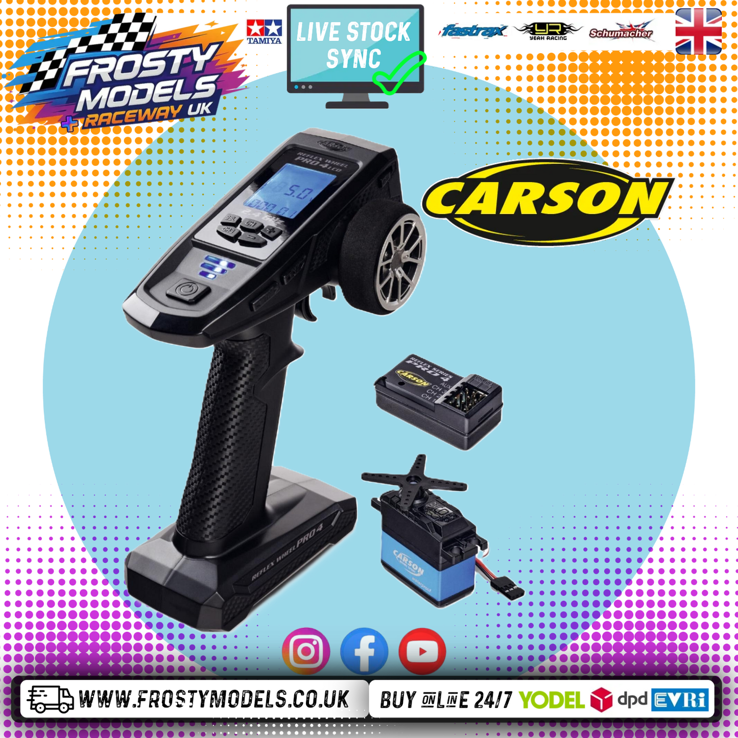 Carson - FS 4K Reflex Wheel Pro 4ch - 2.4GHz LCD Radio & Receiver & 6kg Servo  - Digital Proportional Dual Rates - C500120