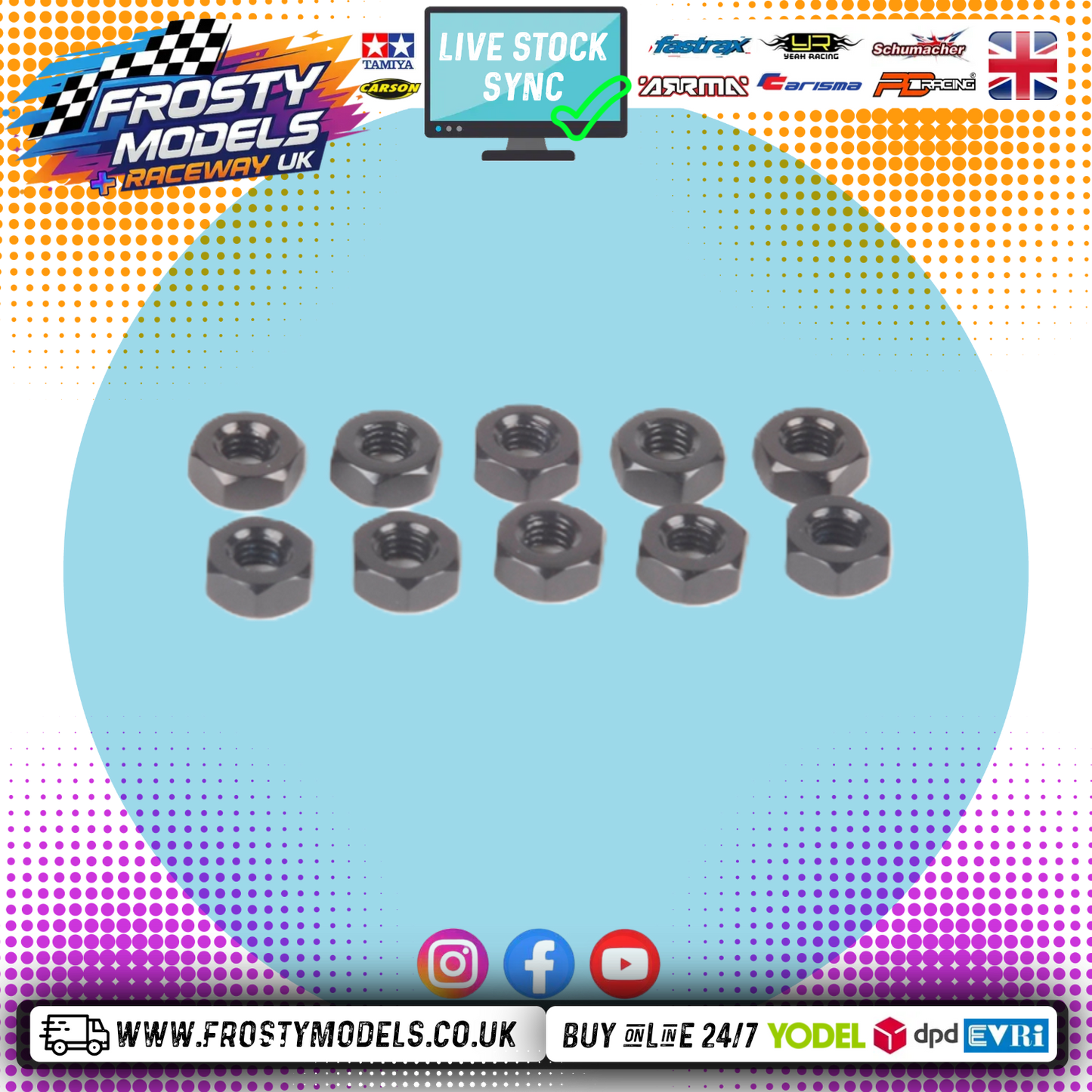 Frosty Models - M3 Nuts (12pcs) Silver - Machine Nut