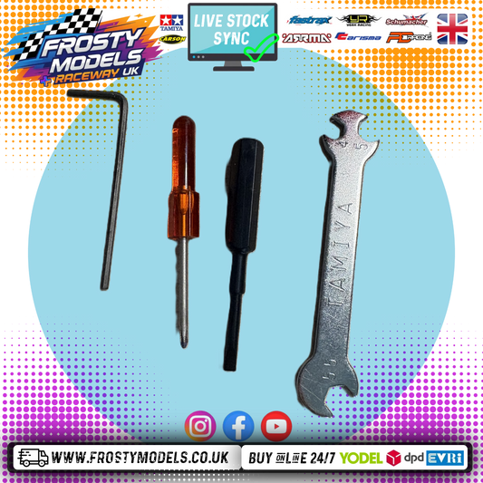 TAMIYA - Micro Screw Driver Set - 1.5mm Allen Key, Micro Cross Head & Flat Driver, 4, 5, 5.5mm Wrench Set