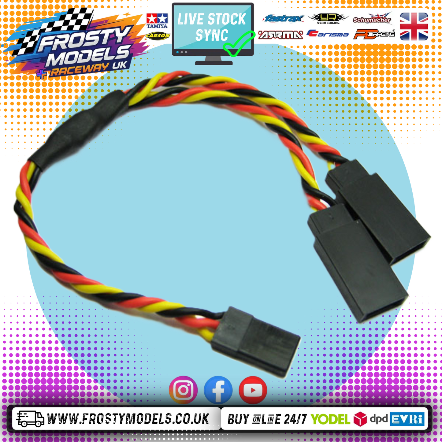 ETRONIX - 15CM 22AWG JR TWISTED Y LEAD EXTENSION WIRE - Servo Y Lead (Splitter) Use to add extra feed to fan, transponders or servos - ET0752
