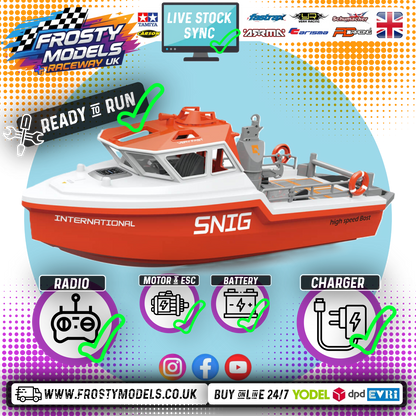 HENG LONG - SNIG RESCUE RTR BOAT BRUSHLESS & LIPO 320MM LENGTH WHITE - HL3702-W
