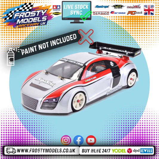 SUPASTOX GT12 TYPE AU 1/12 SCALE (FITS ATOM) (CLEAR LEXAN) Audi TT Body Shell - G903 (200mm wheelbase / 164mm wide)
