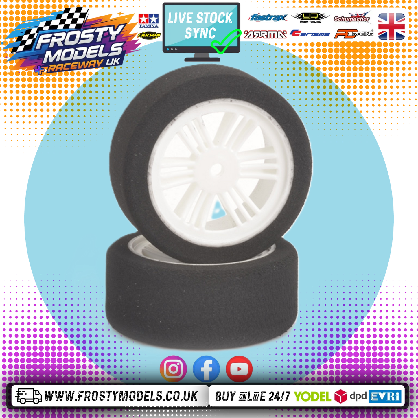 Contact - 1/10 RC Electric Touring Car (Shore 40/45Sh) Foam Wheels & Tyres / Tires - (2pcs) J1404505