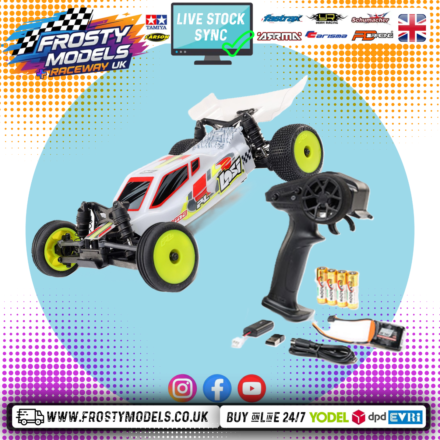 Losi - 1/24 Micro-B 2WD Buggy RTR White - (Radio, Battery & Charger Included) C-LOS00007T1