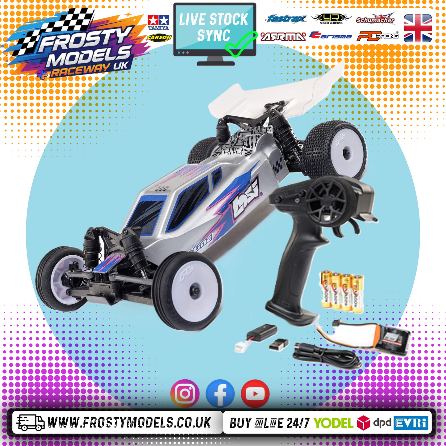 Losi - 1/24 Micro-B 2WD Buggy RTR Silver - (Radio, Battery & Charger Included) C-LOS00007T2