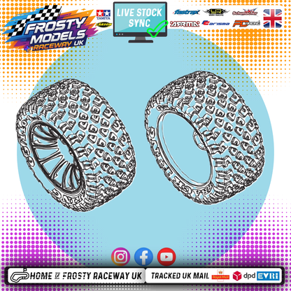 PD RACING SPARES - 1/10TH TK10 & TR10 - Truck Wheels & Tyres (One Pair) BLACK - PD860-001