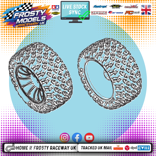 PD RACING SPARES - 1/10TH TK10 & TR10 - Truck Wheels & Tyres (One Pair) BLACK - PD860-001