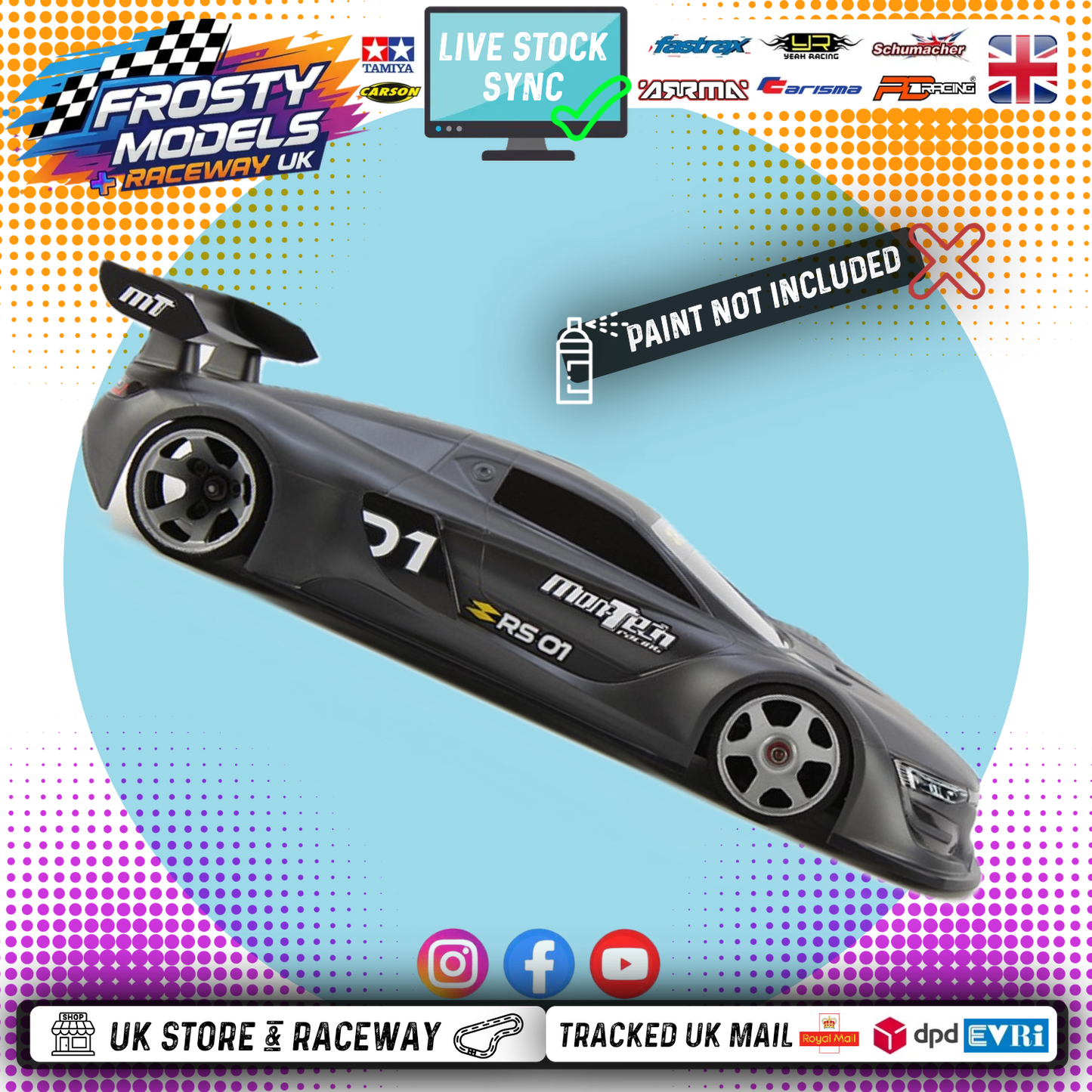 Montech - RS01 GT12 (1/12th Scale) Body - Standard Thickness (Fits Schumacher Atom and others - Not GT12 Mini)
