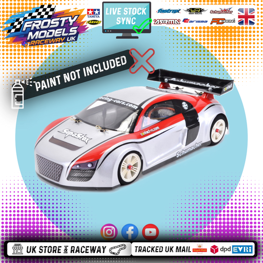 SUPASTOX GT12 TYPE AU 1/12 SCALE (NOT ATOM) (CLEAR LEXAN) Audi TT Body Shell - G903 (200mm wheelbase / 164mm wide)