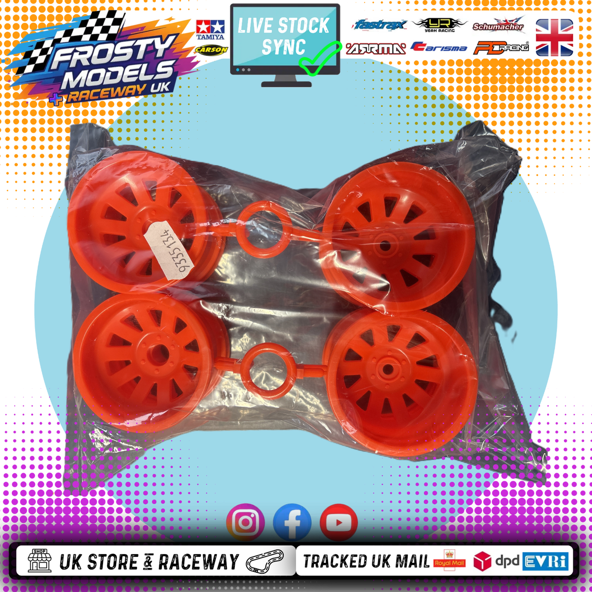 Tamiya 9335134 - RC WHEEL BAG: 58122 For Blitzer Beetle (4pcs - Front & Rear - Orange)