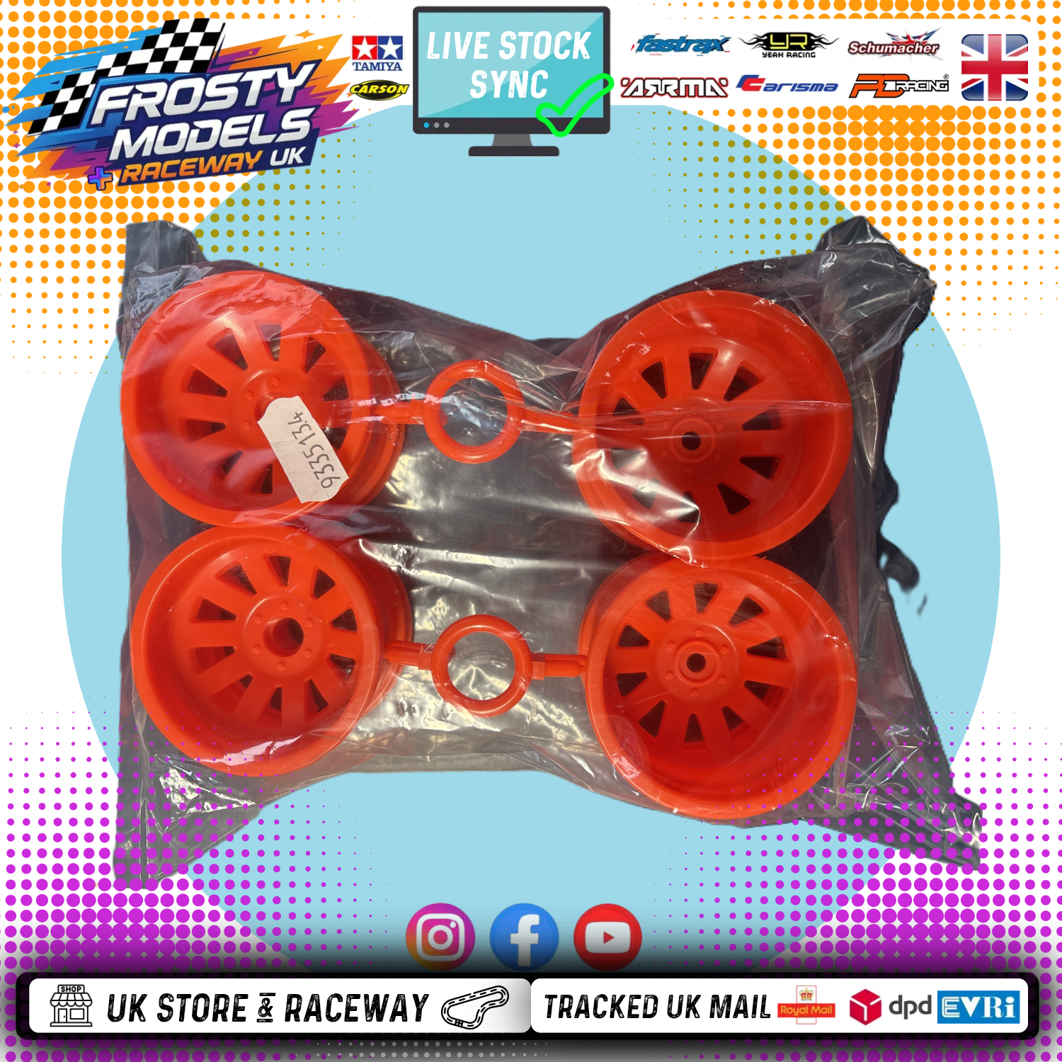 Tamiya 9335134 - RC WHEEL BAG: 58122 For Blitzer Beetle (4pcs - Front & Rear - Orange)