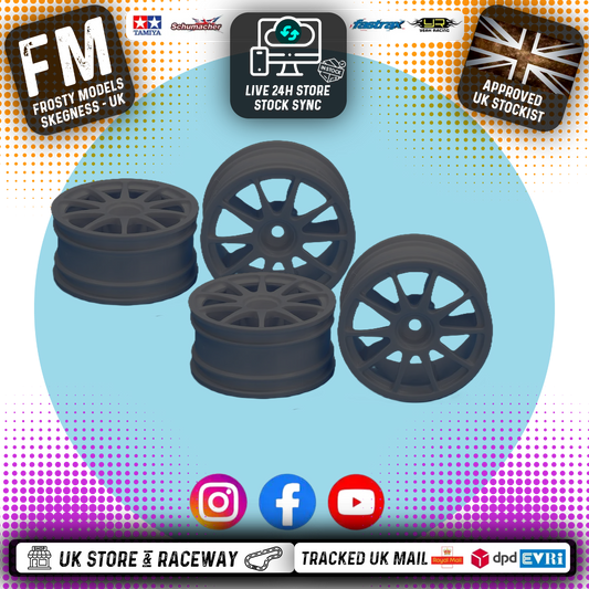 Tamiya 50732 X2 PACKS - 1/10 (4PCS) Touring Car GREY 10 SPOKE Wheels (26mm / O-Offset) 12mm Hex Drive