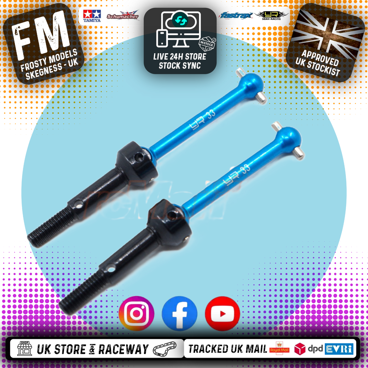 YEAH RACING - Aluminum Universal Swing Shaft 33mm For wide arm kit TAMC-S07 - (MF01X wide arm) TAMC-021BU