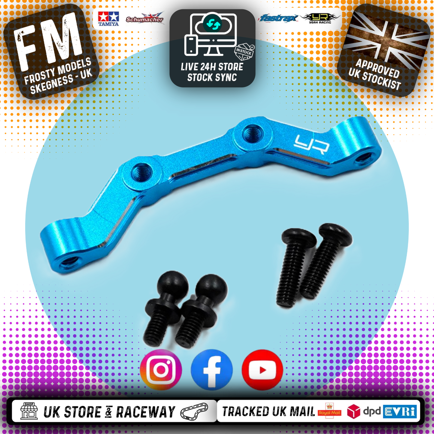 YEAH RACING - Aluminum Tie-Rod Mount For Tamiya MB01 & BT01 - TAMB-002BU