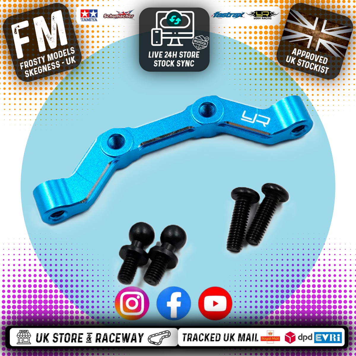 YEAH RACING - Aluminum Tie-Rod Mount For Tamiya MB01 & BT01 - TAMB-002BU