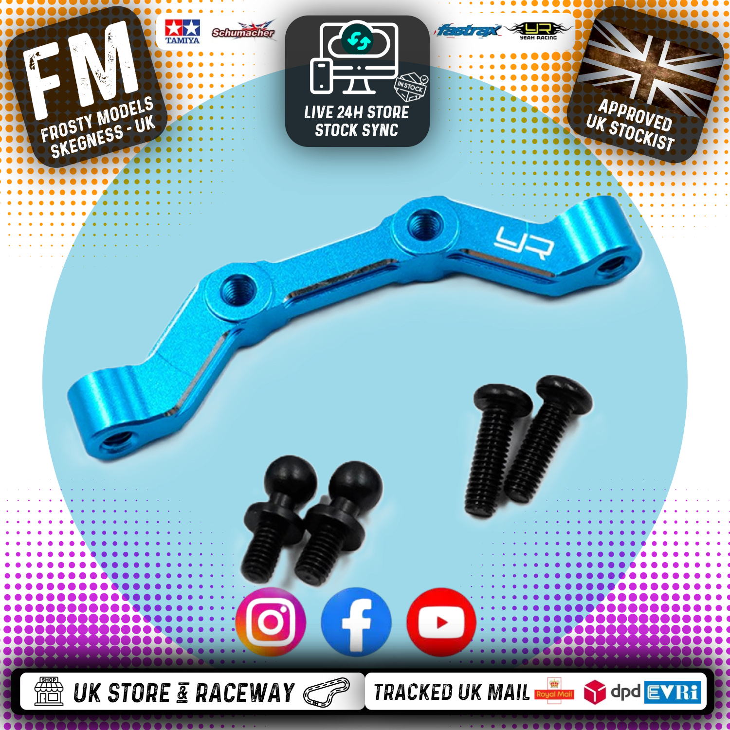 YEAH RACING - Aluminum Tie-Rod Mount For Tamiya MB01 & BT01 - TAMB-002BU