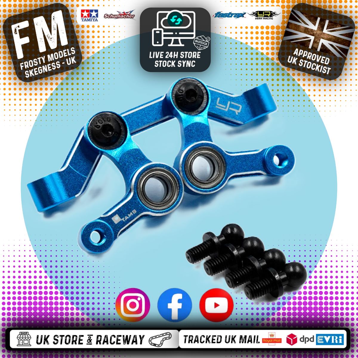 YEAH RACING - Aluminum Ball Bearing Steering Set For Tamiya MB01 & BT01 - TAMB-001BU