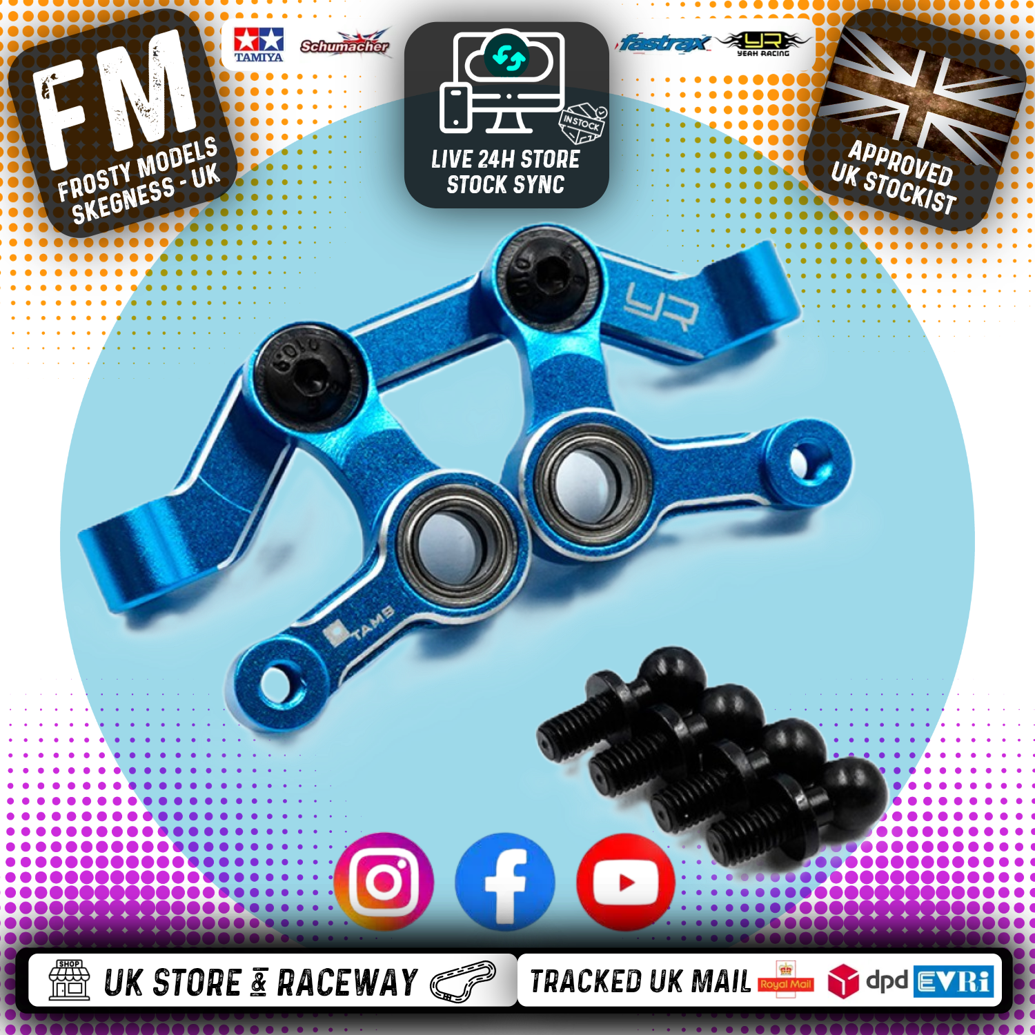 YEAH RACING - Aluminum Ball Bearing Steering Set For Tamiya MB01 & BT01 - TAMB-001BU