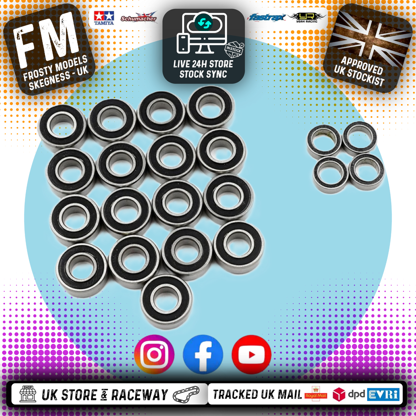 YEAH RACING - Steel Bearings (21pcs) Tamiya Fire Dragon & Thunder Dragon - YBS-0066