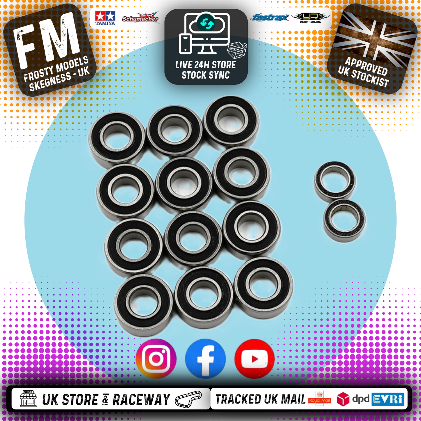 Yeah Racing - Steel Bearing Set (14pcs) For Classic Tamiya Fighting Buggy - YBS-0065