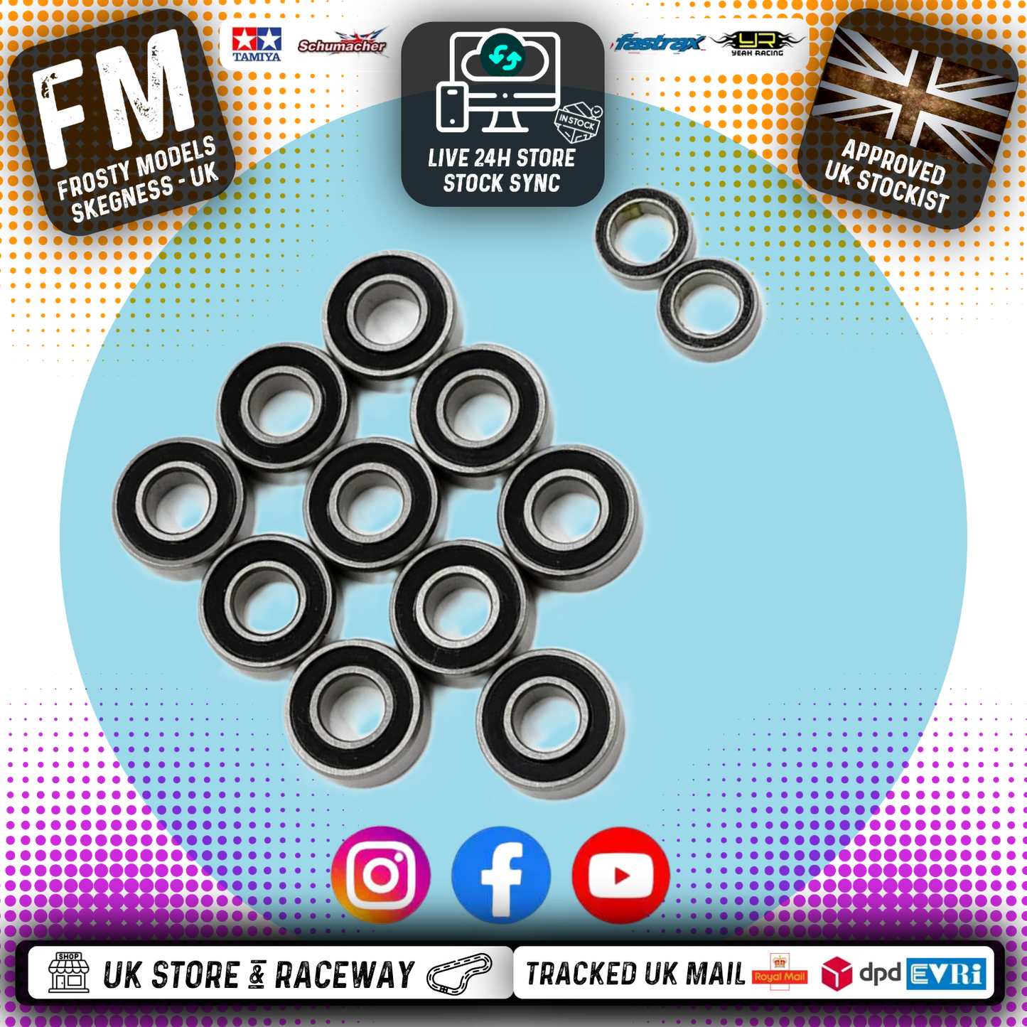 Yeah Racing - Steel Bearing Set (12pcs) For Tamiya Novafox - YBS-0050