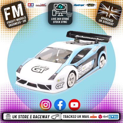 SUPASTOX GT12 1/12 SCALE  (CLEAR LEXAN) Lambo Body Shell - G906 (200mm wheelbase / 164mm wide rear / 155mm front)