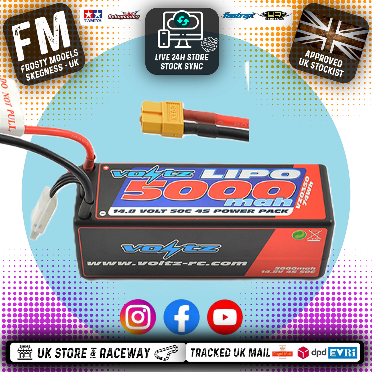VOLTZ - 5000MAH 14.8V 4S - 30C LIPO BATTERY W/ XT60 PLUG (RC BUGGIES & TRUCKS) - VZ0350XT60