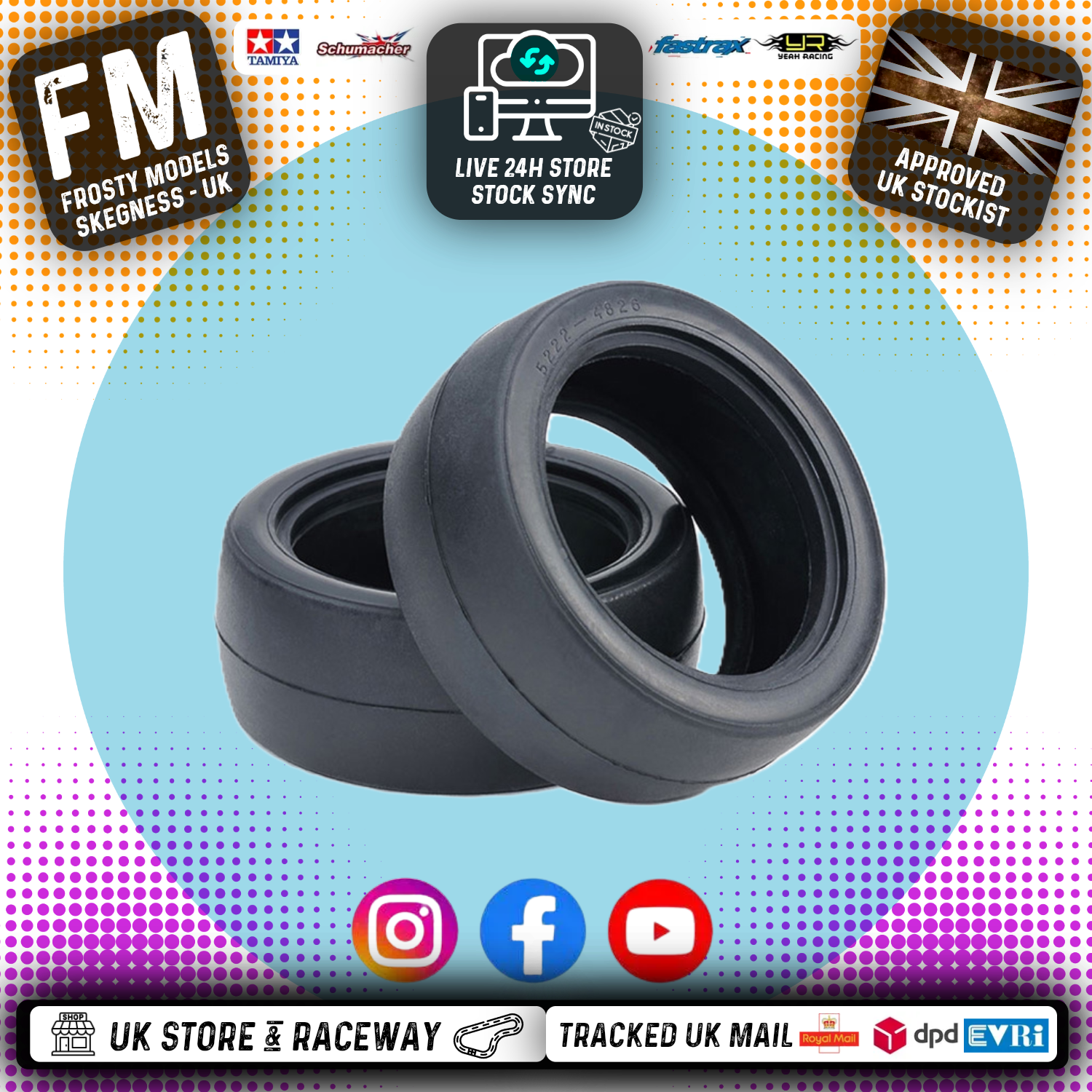 TAMIYA - 50454 1/10 RC CAR RACING SLICK TIRES/TYRES 26MM WIDE (2PCS)