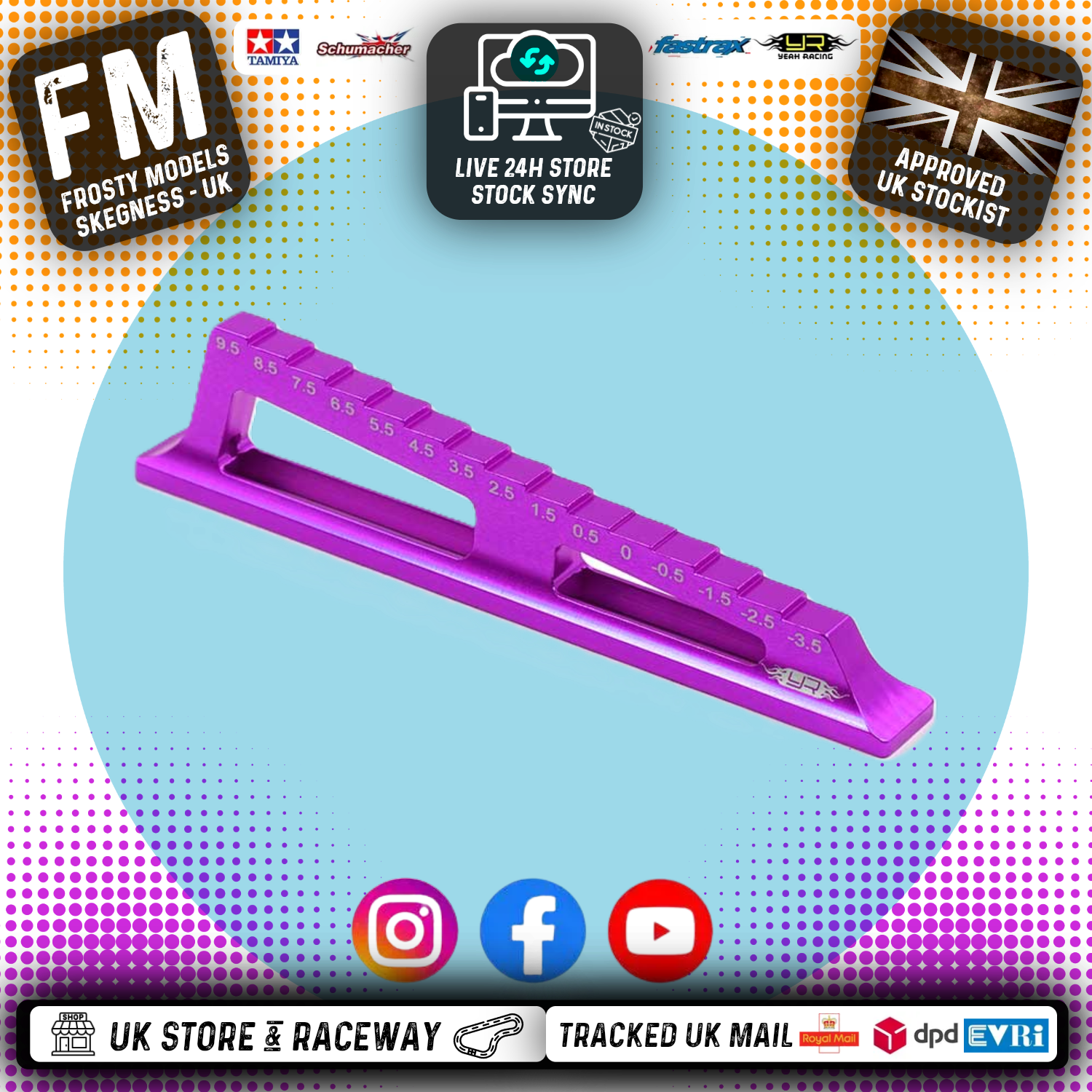 Yeah Racing - 1/10th Car/Buggy Chassis Droop Gauge 1mm increment (-3.5 to 9.5mm) Pink - YT-0071HPK