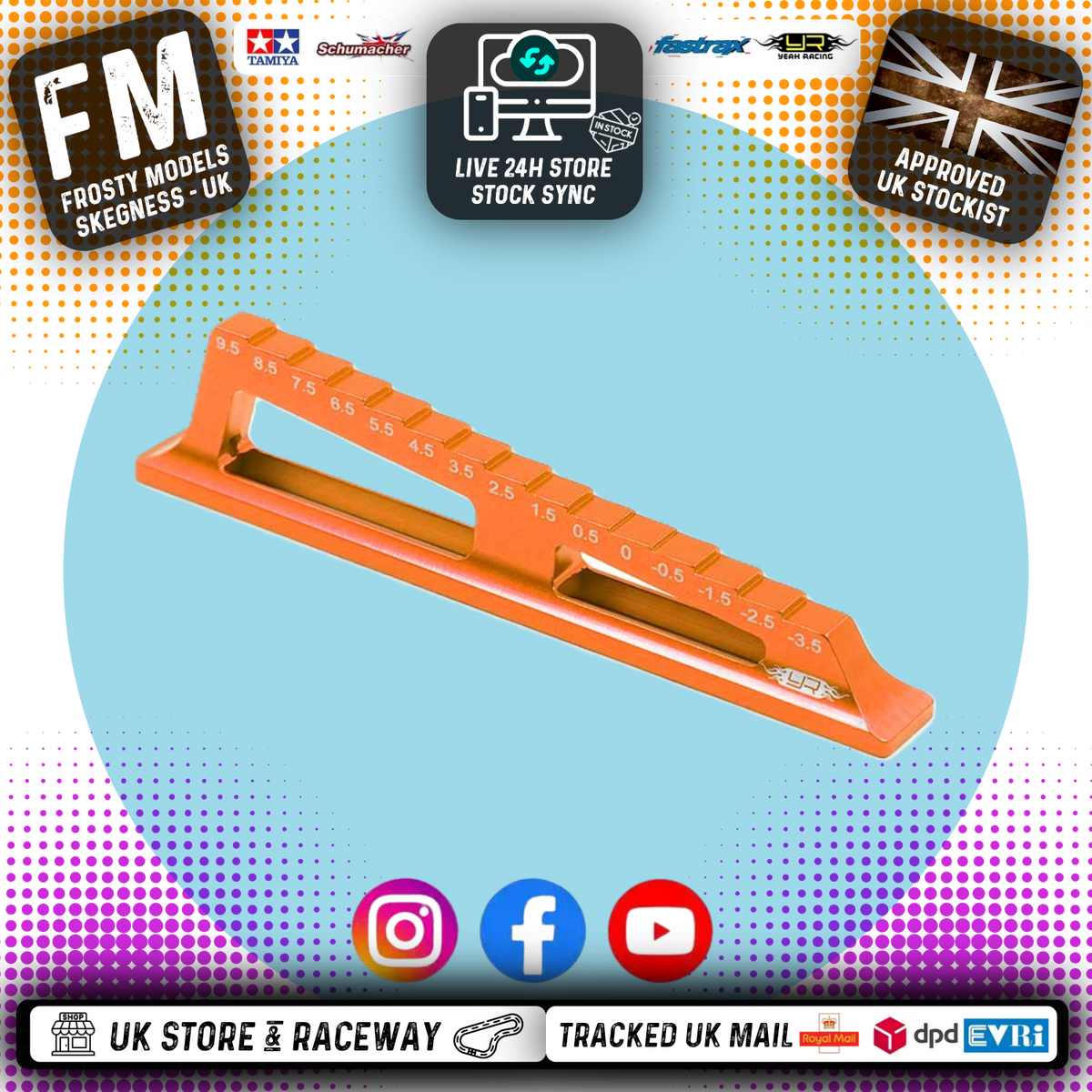 Yeah Racing - 1/10th Car/Buggy Chassis Droop Gauge 1mm increment (-3.5 to 9.5mm) Orange - YT-0071HOR