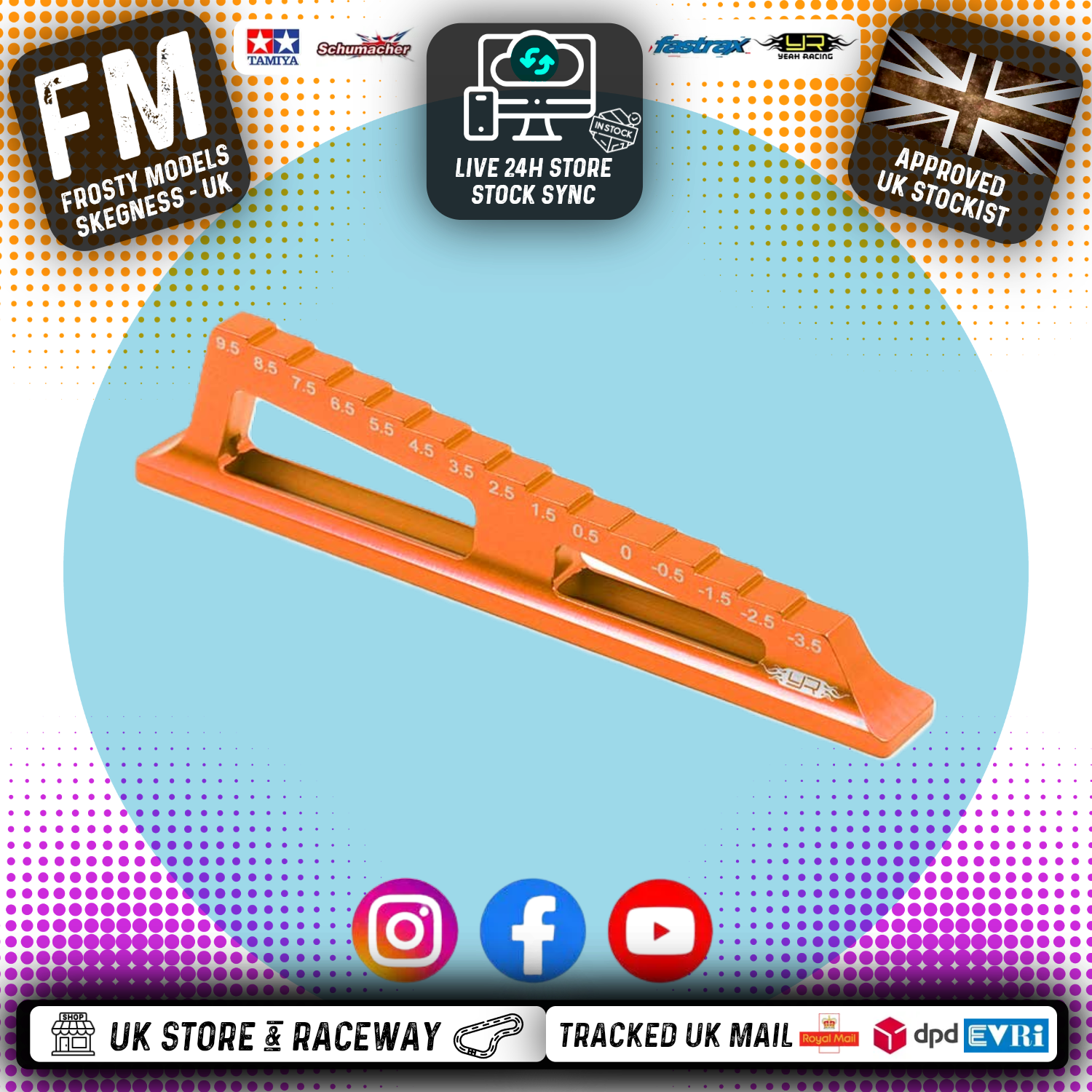 Yeah Racing - 1/10th Car/Buggy Chassis Droop Gauge 1mm increment (-3.5 to 9.5mm) Orange - YT-0071HOR