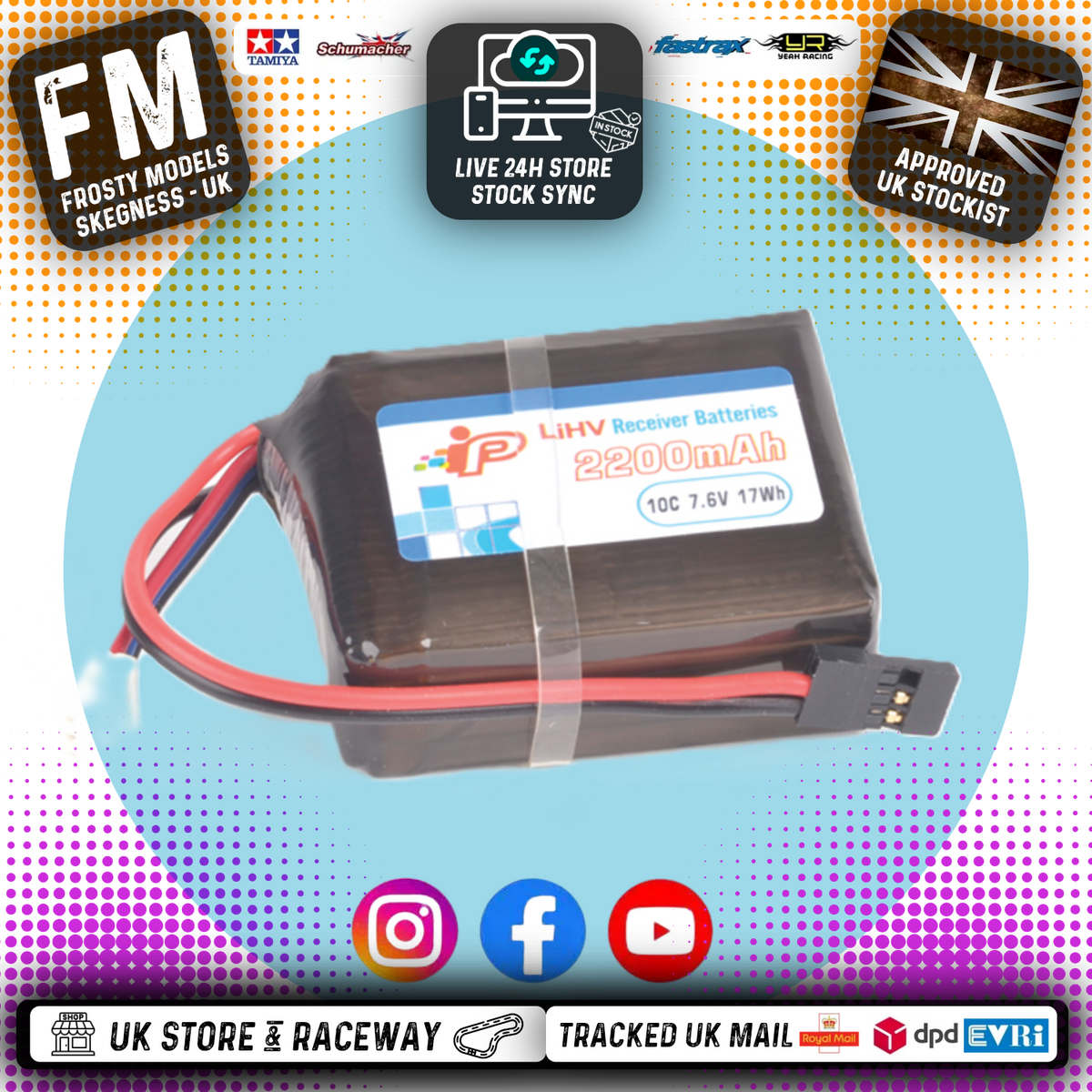 Intellect - RC Radio Battery TX / Rx Small Hump 2200mAh 7.6V LIPO HV - Size: 21x39x54mm - IP523946D7R2-2S