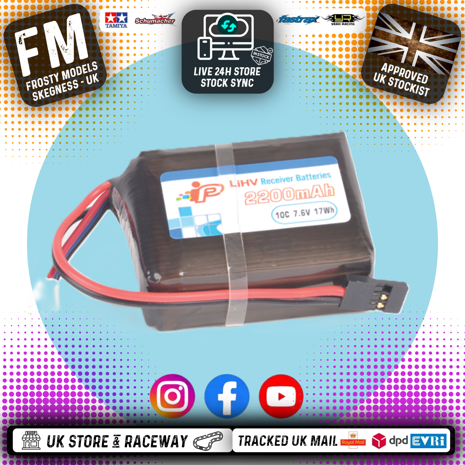 Intellect - RC Radio Battery TX / Rx Small Hump 2200mAh 7.6V LIPO HV - Size: 21x39x54mm - IP523946D7R2-2S