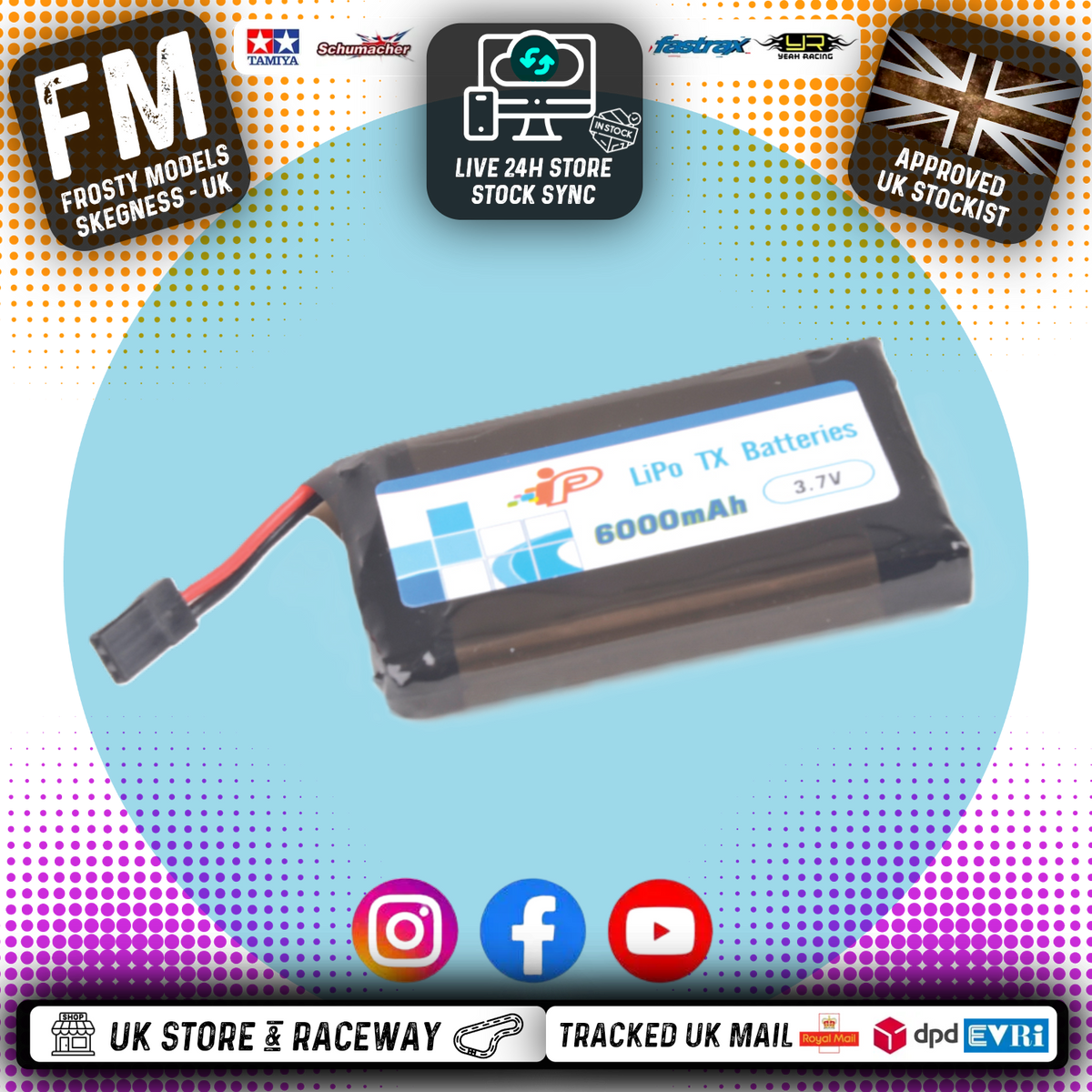 Intellect - RC Radio Battery Tx LiPo Sanwa M17 / ZIII 6000mAh 3.7V - Size: 12*46.8*77.5mm - IP584674-1S2P