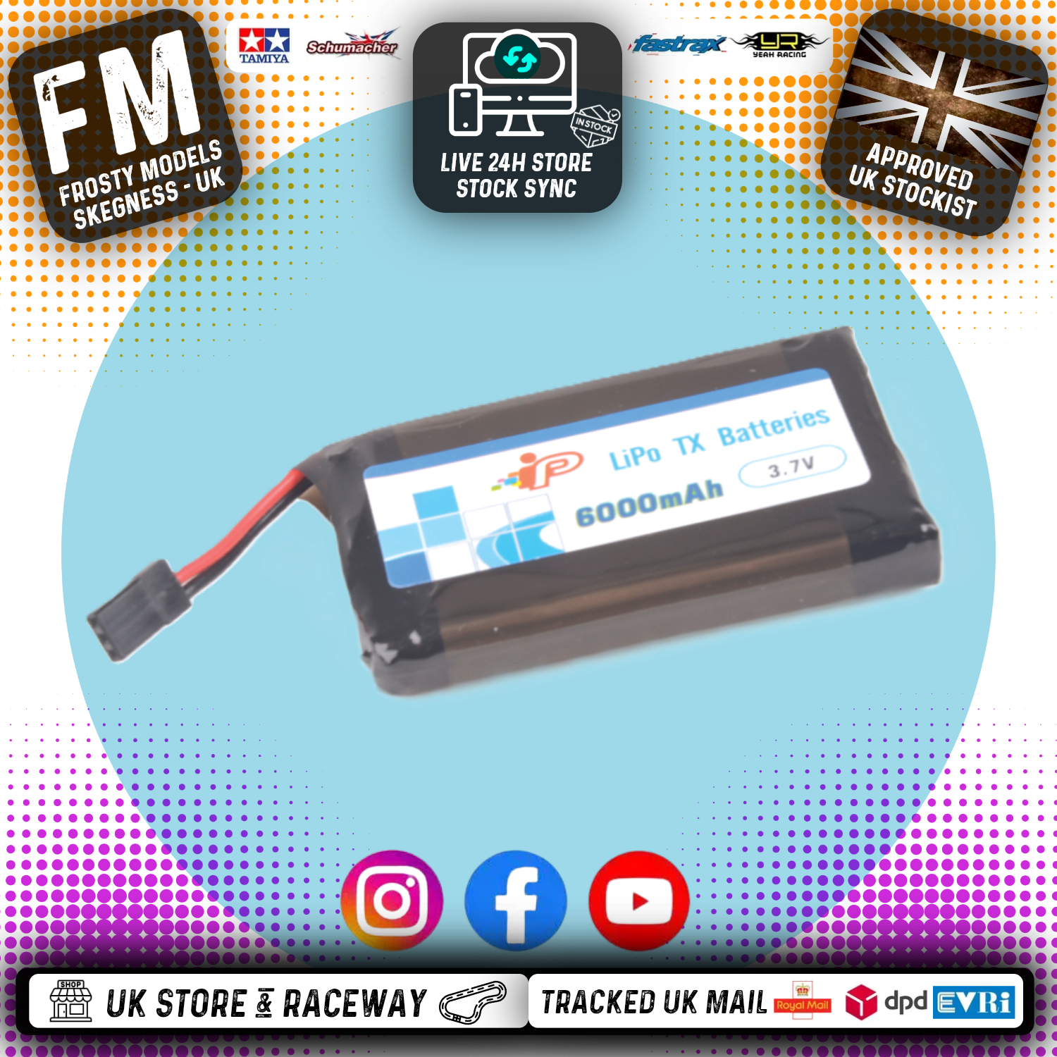 Intellect - RC Radio Battery Tx LiPo Sanwa M17 / ZIII 6000mAh 3.7V - Size: 12*46.8*77.5mm - IP584674-1S2P