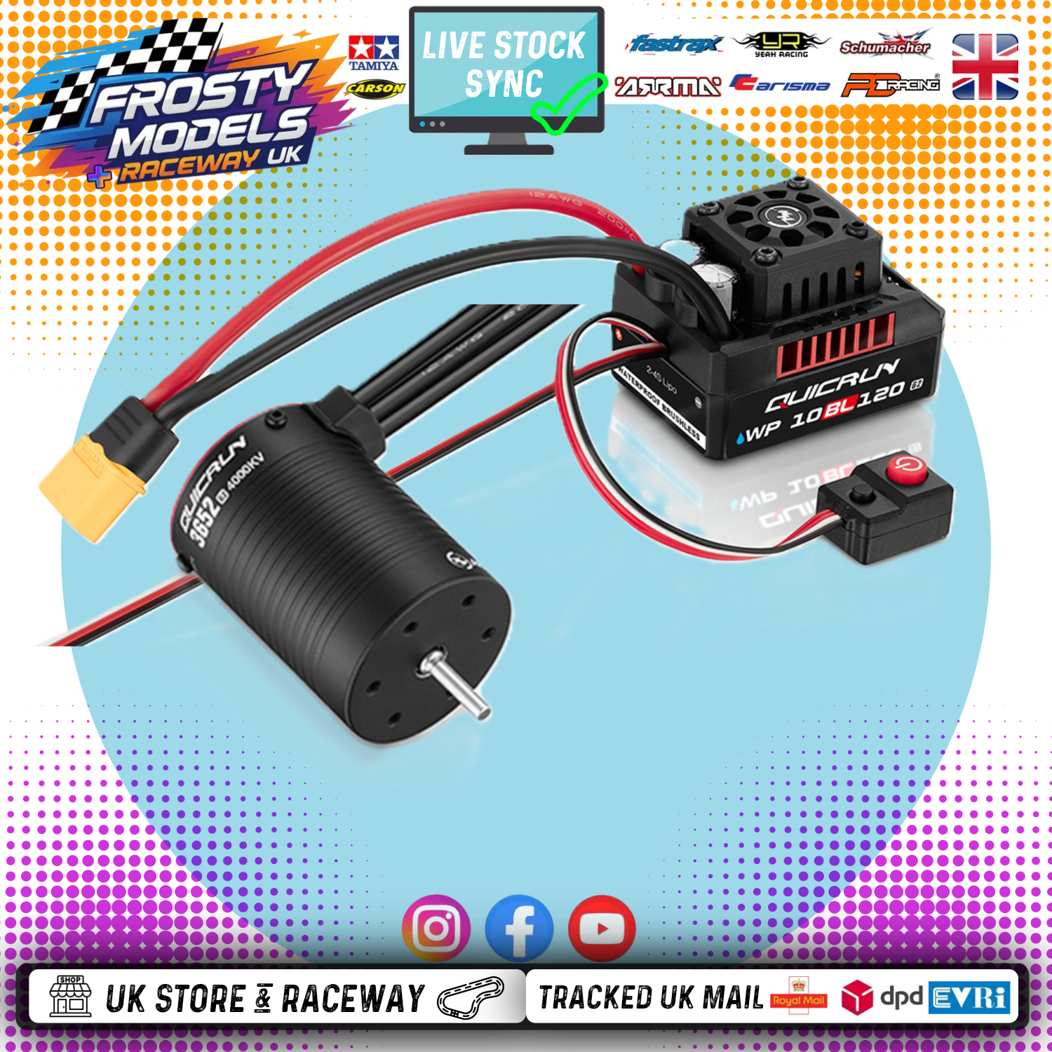 HOBBYWING - QUICRUN Combo QR10BL120 G2 (2-4S) & 3652SL 4000KV (For 1/10th Short Course, Trucks, Buggies) Shaft Diameter - 3.175mm - HW38030208