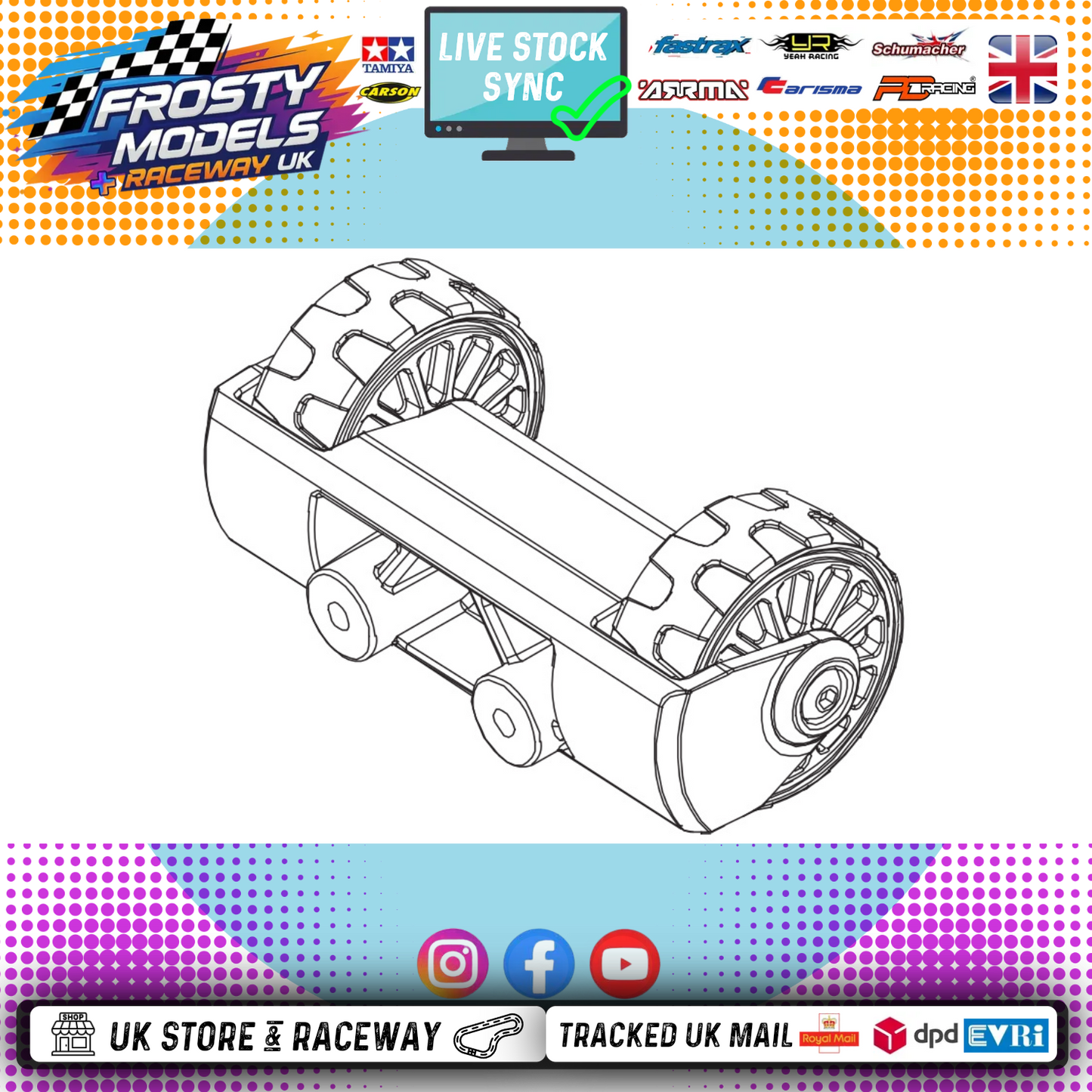 PD RACING SPARES - 1/10TH TK10 & TR10 - Wheelie Bar Wheel Unit 1PCS - PD861-026