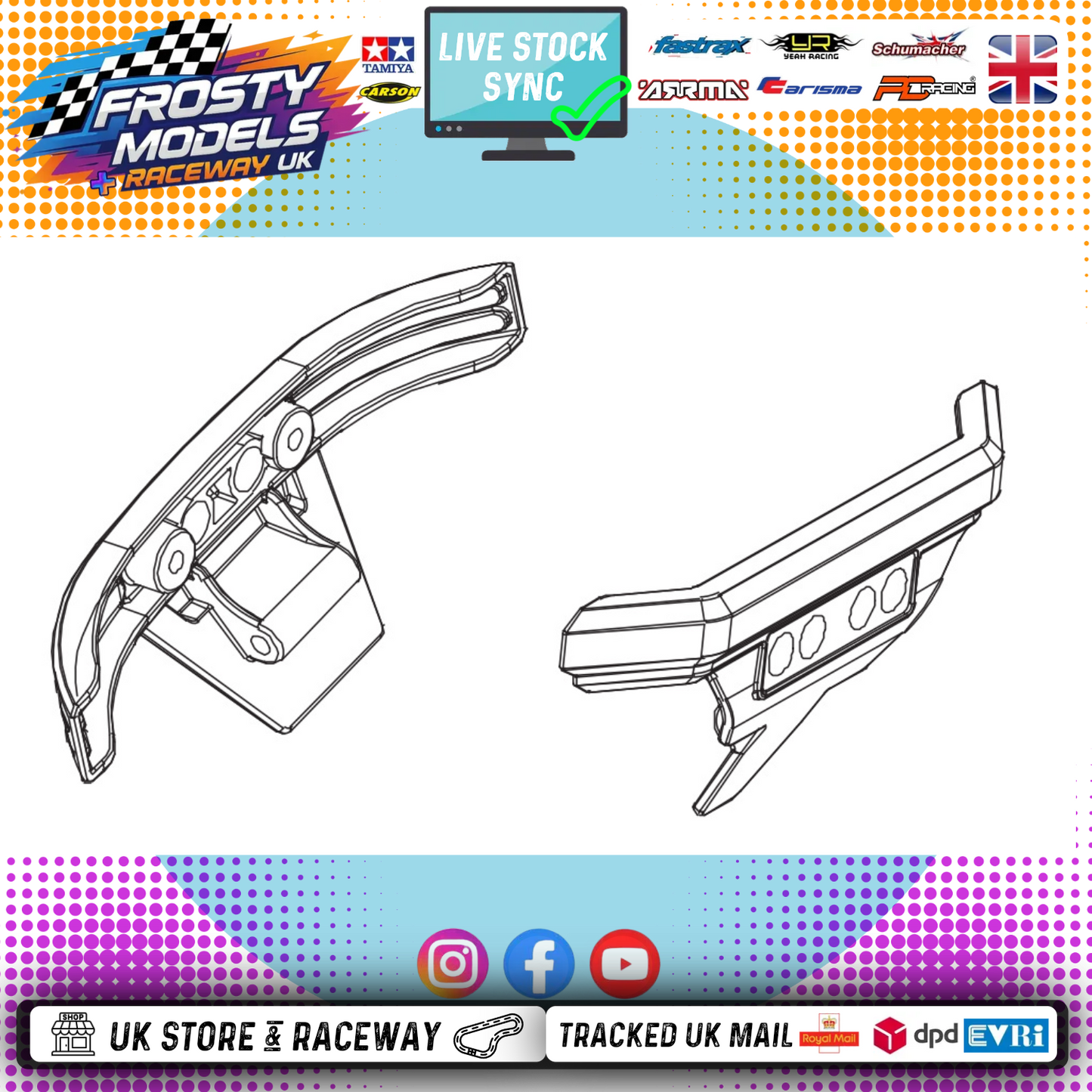 PD RACING SPARES - 1/10TH TK10 & TR10 - Front & Rear Bumper 1PCS - PD861-025